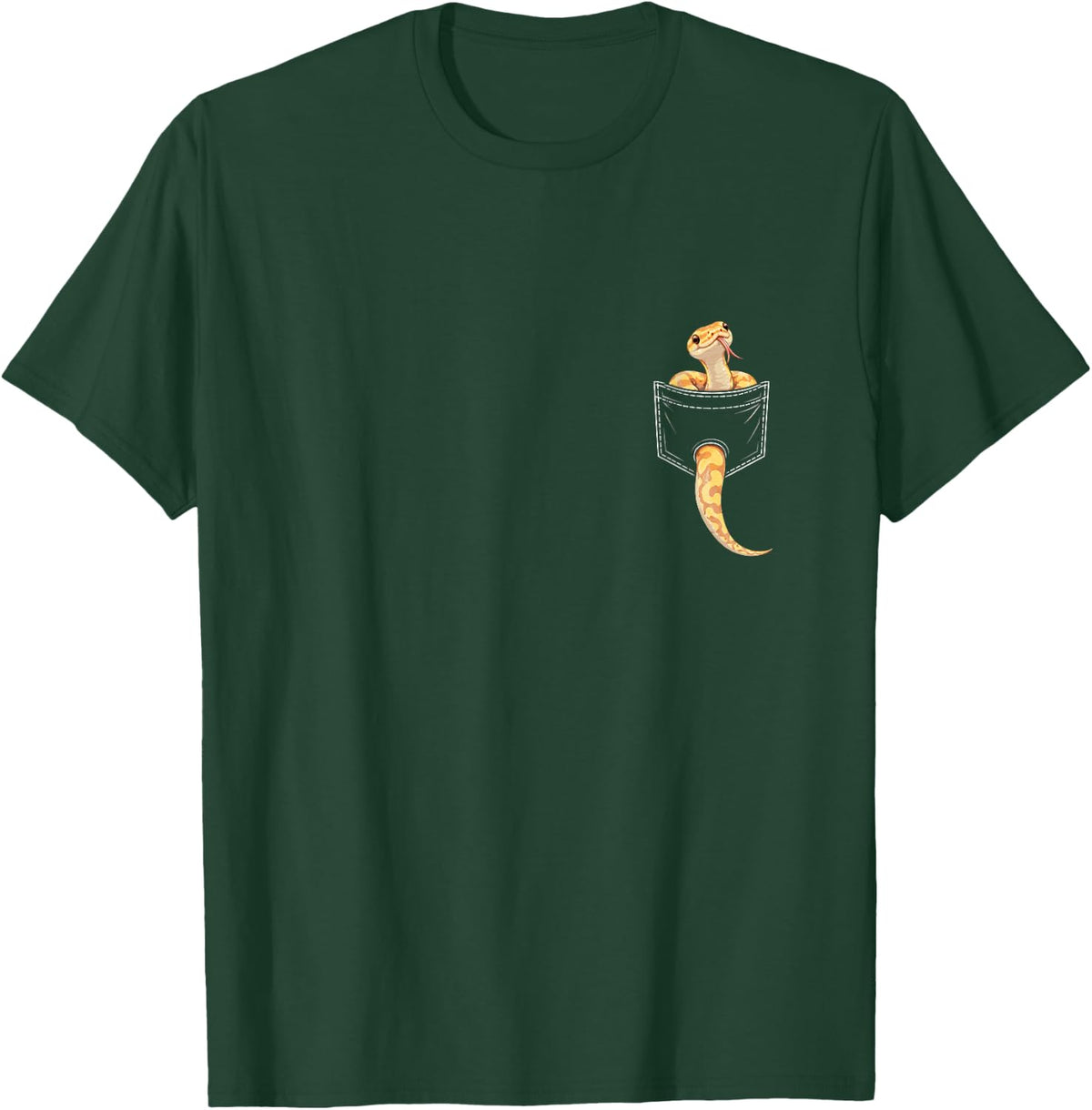Snake Lover Food Enclose Pocket Banana Ball Python T-Shirt - Dark Green