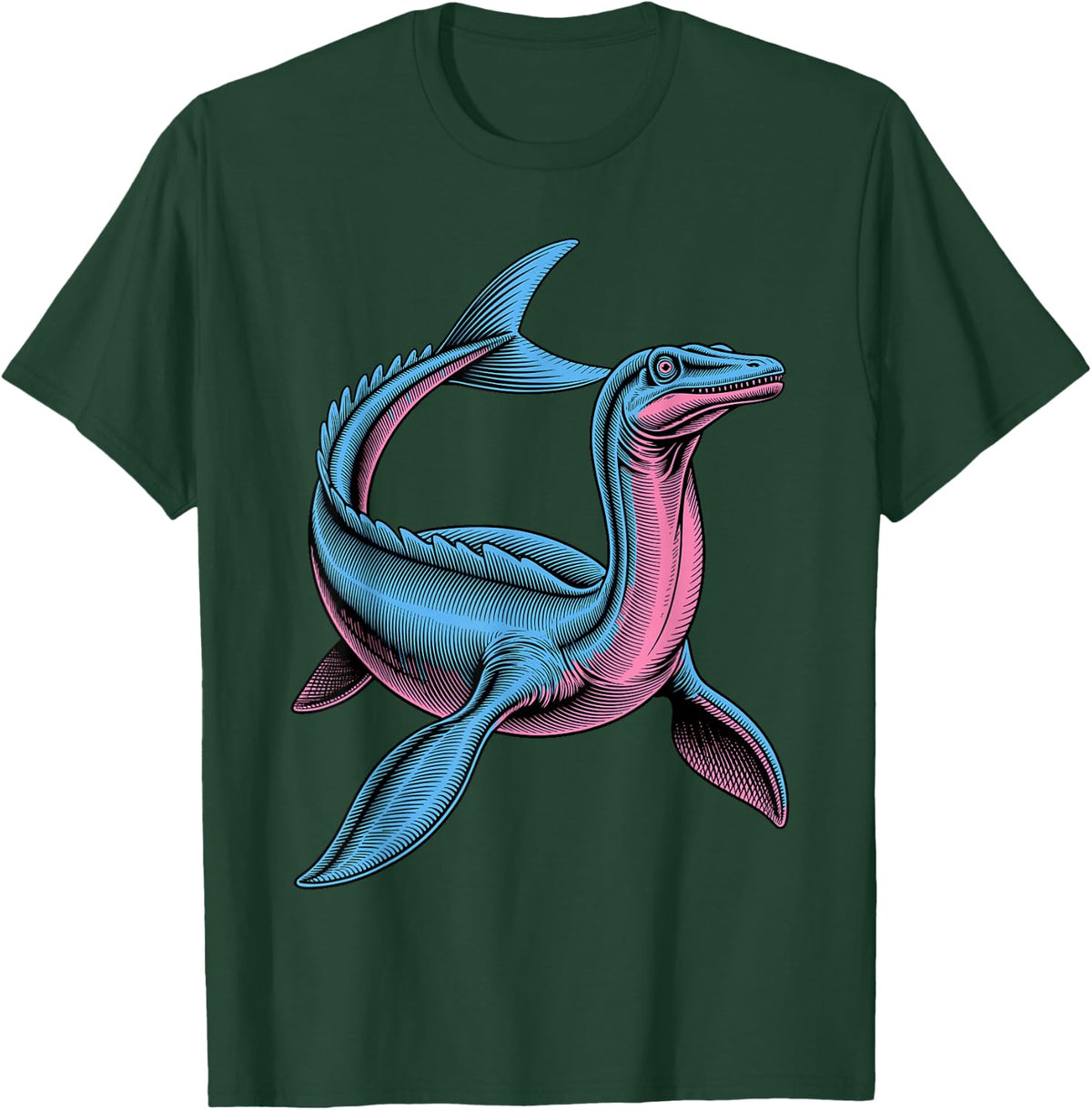 Plesiosaurus Art for Men Women Paleontologist Plesiosaurus T-Shirt - Dark Green