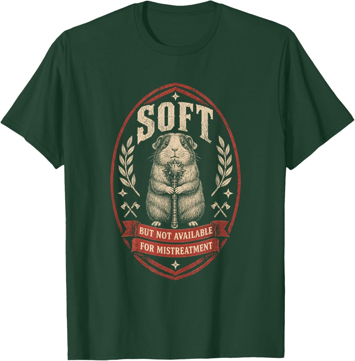 Soft Guinea Pig with a Mace Mistreatment Sarcastic T-Shirt - Dark Green