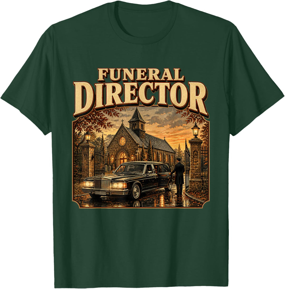 Funeral Director Mortician Humor Graphic T-Shirt - Dark Green