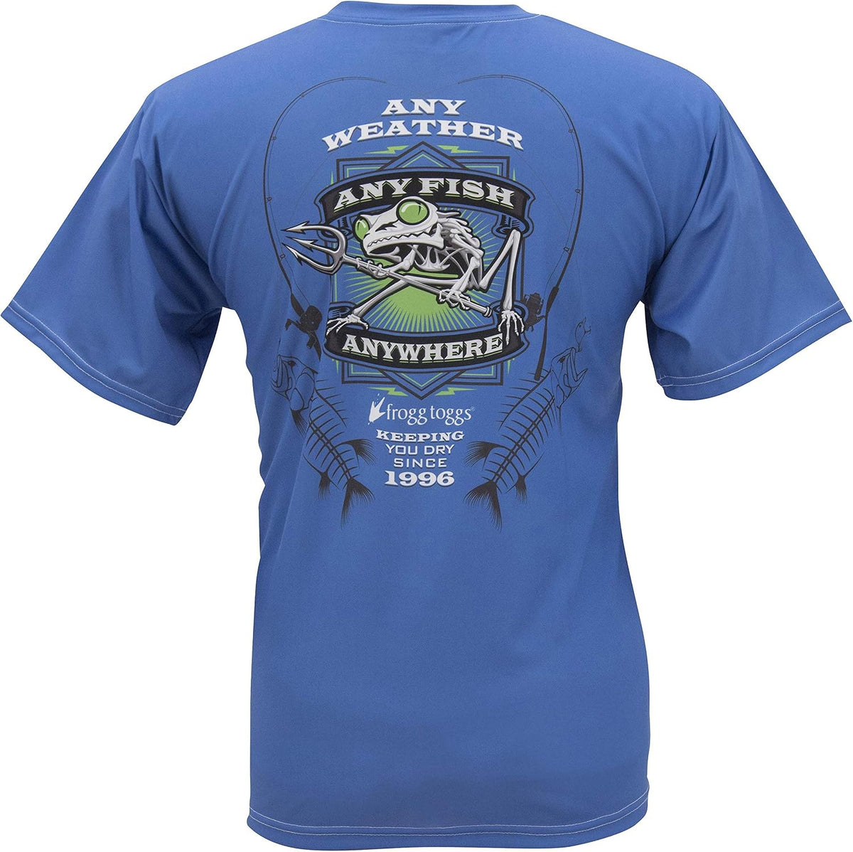 Frogg Toggs Any Fish Anywhere T-Shirt, Short Sleeve - Royal Blue