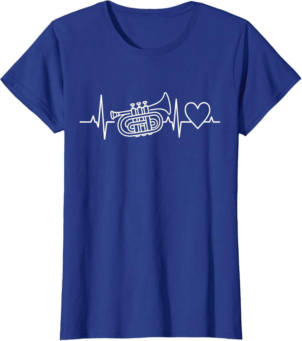 Mellophone Heartbeat Pulse Marching Band Brass Player T-Shirt - Royal Blue