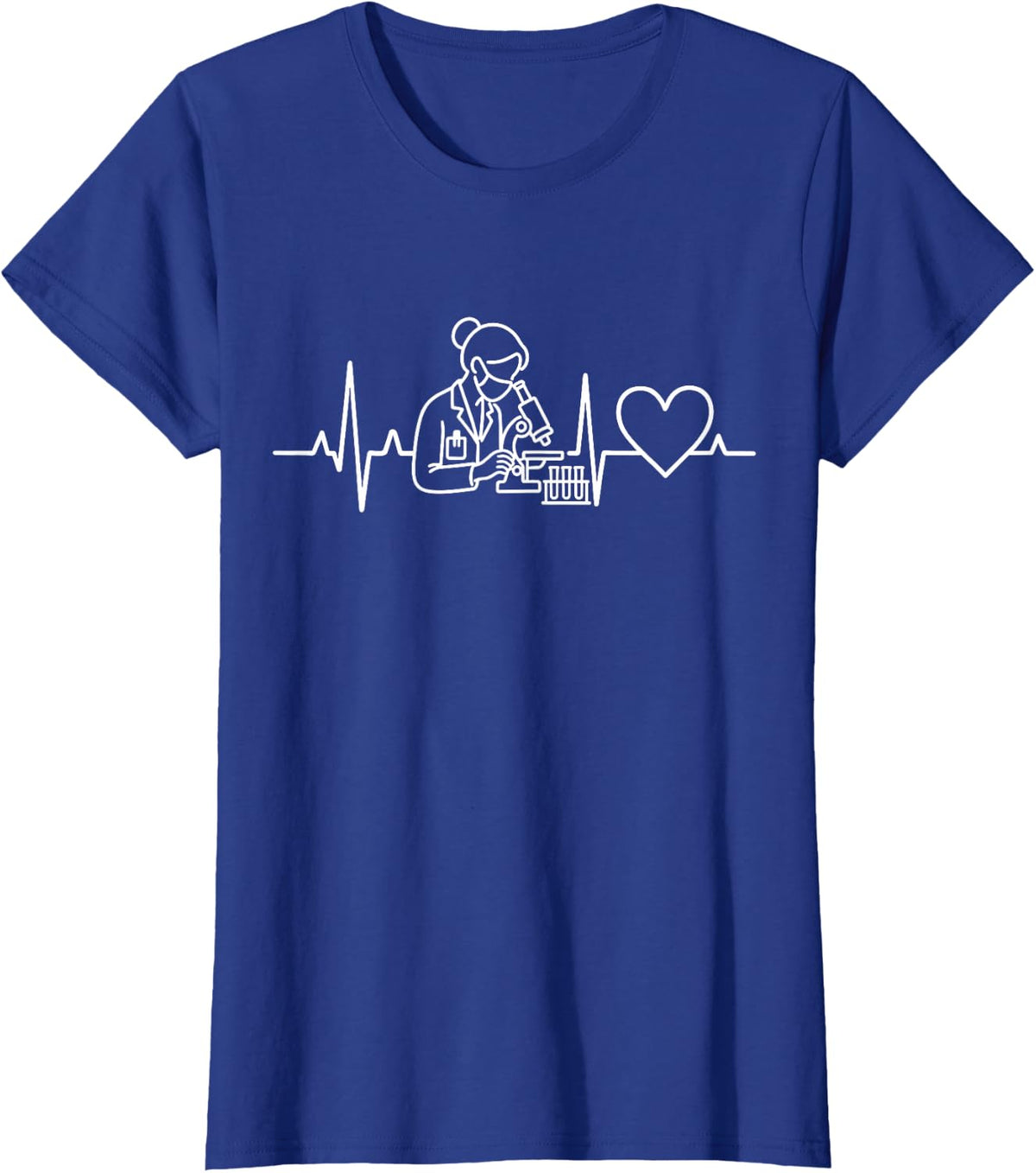 Medical Lab Scientist Heartbeat Microscope Science T-Shirt - Royal Blue