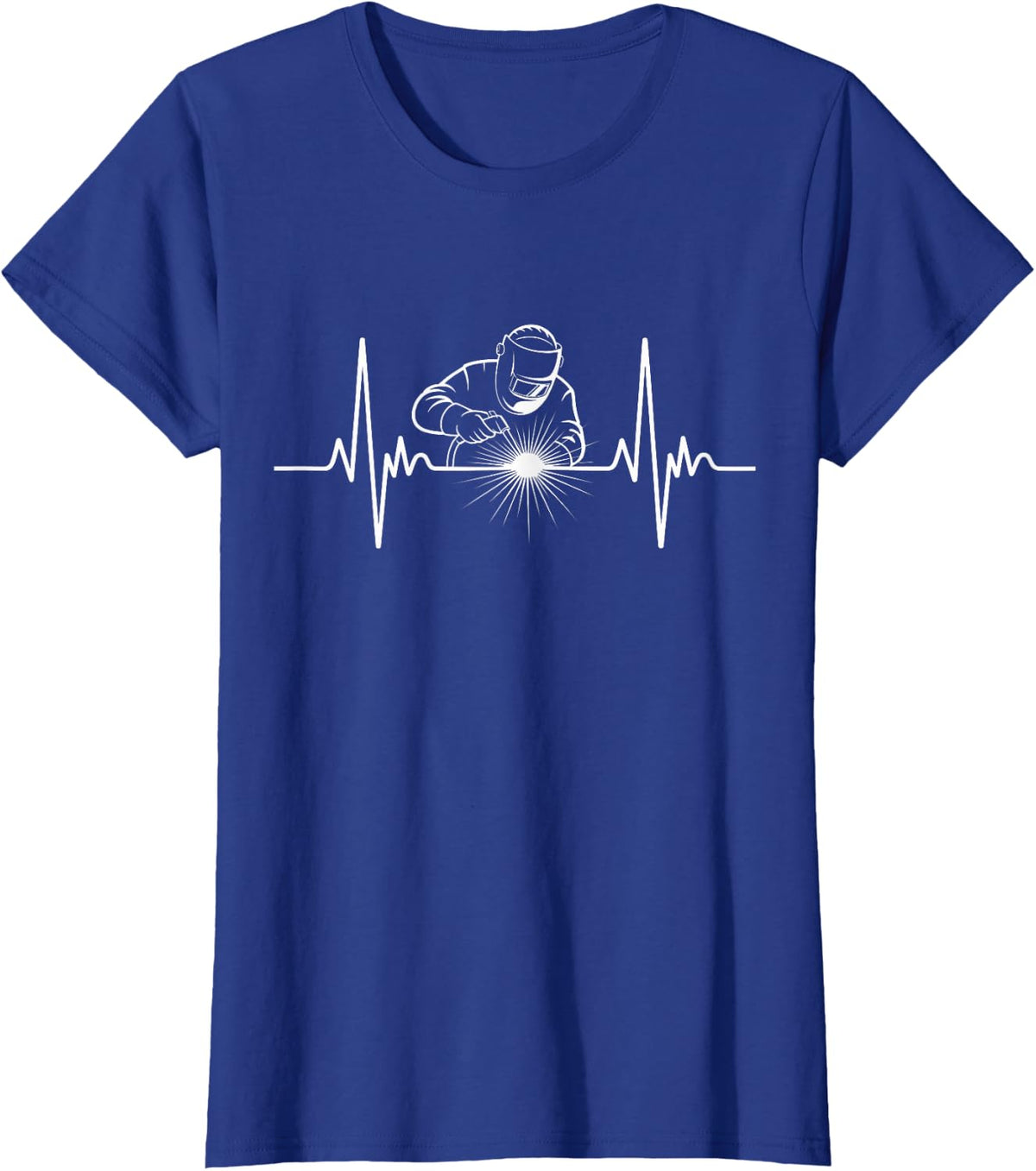 Welder Heartbeat Helmet Fabrication Funny Welding T-Shirt - Royal Blue