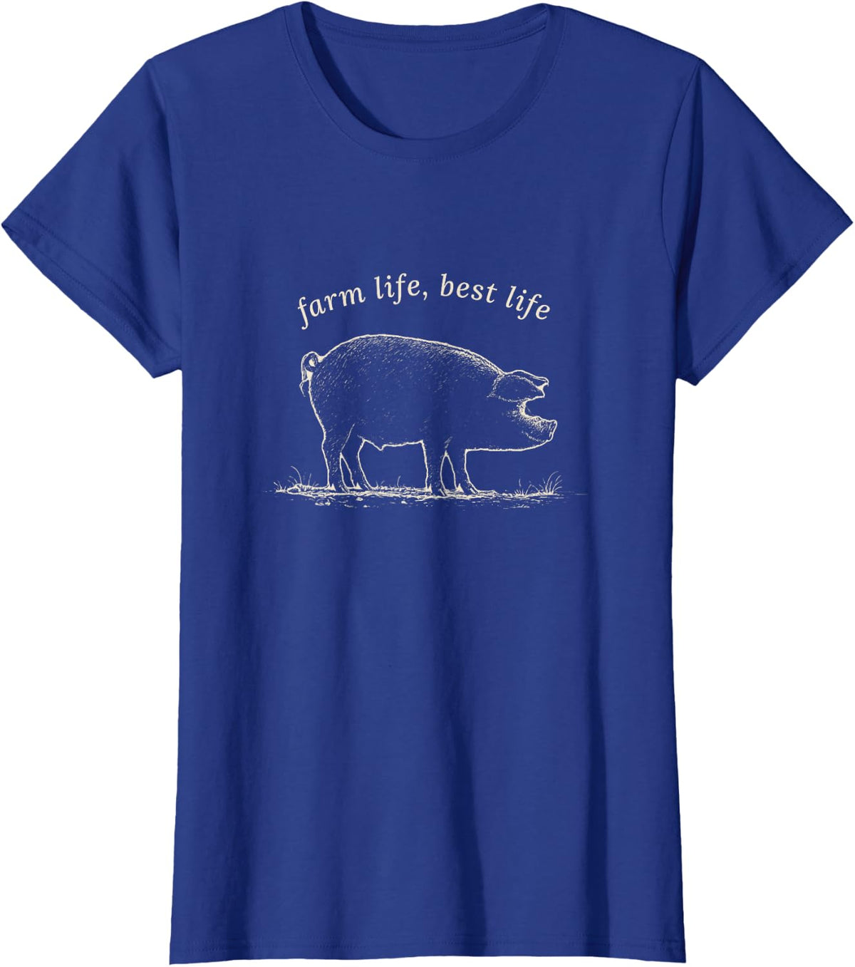 Farm Life Best Life Vintage Pig Farmer Homestead T-Shirt - Royal Blue