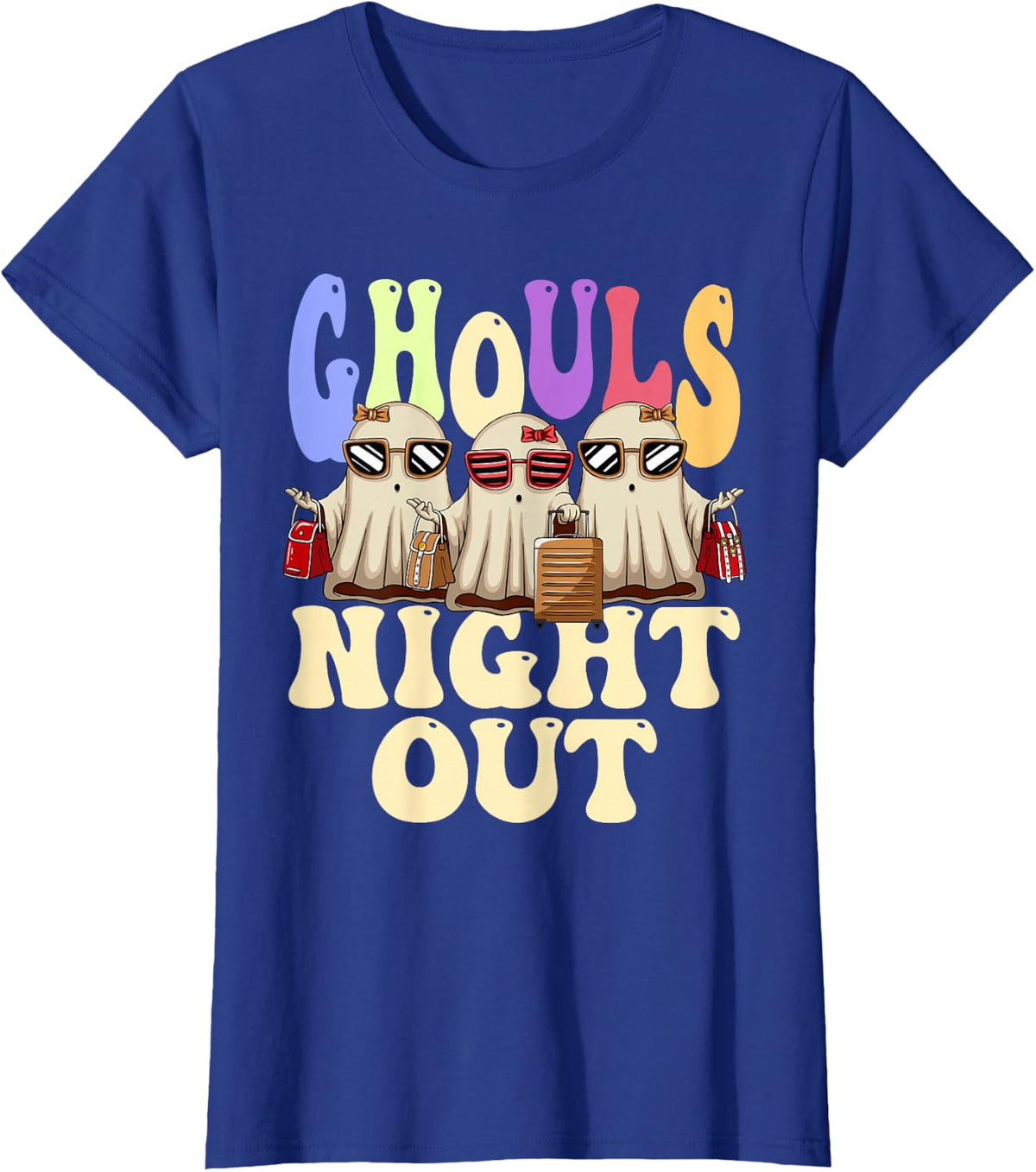 Ghouls Night Out Halloween Party Ghost T-Shirt - Royal Blue
