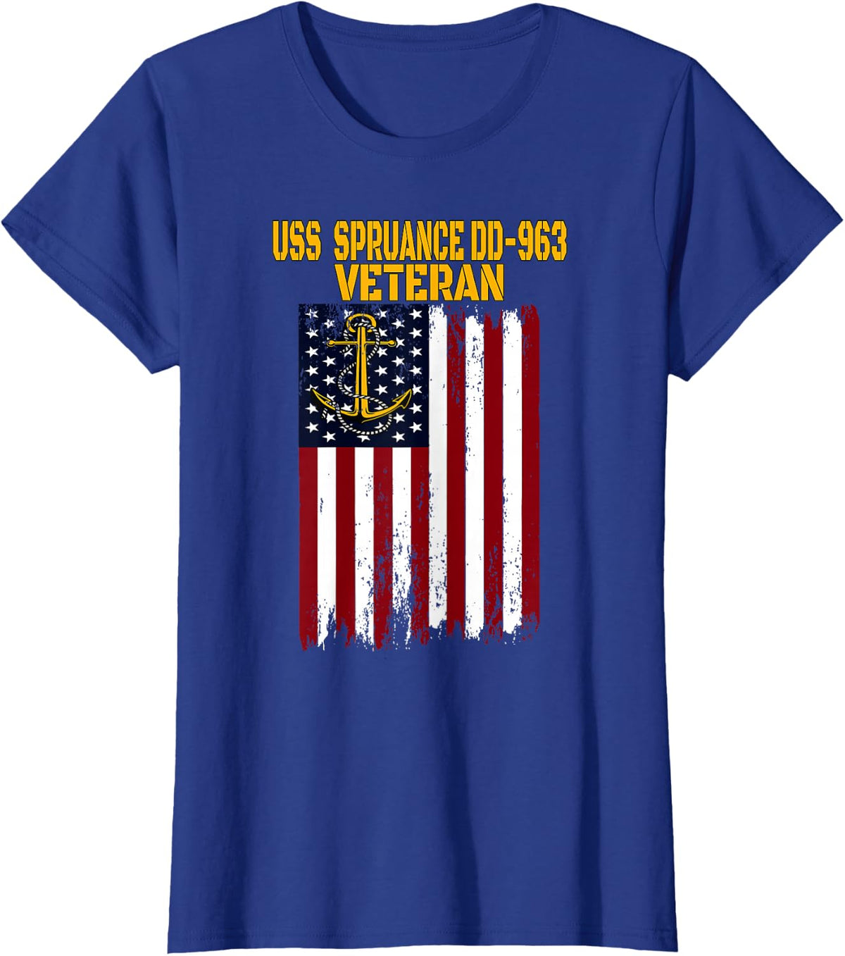 Destroyer USS Spruance 963 Warship Veterans Day Father's Day T-Shirt - Royal Blue