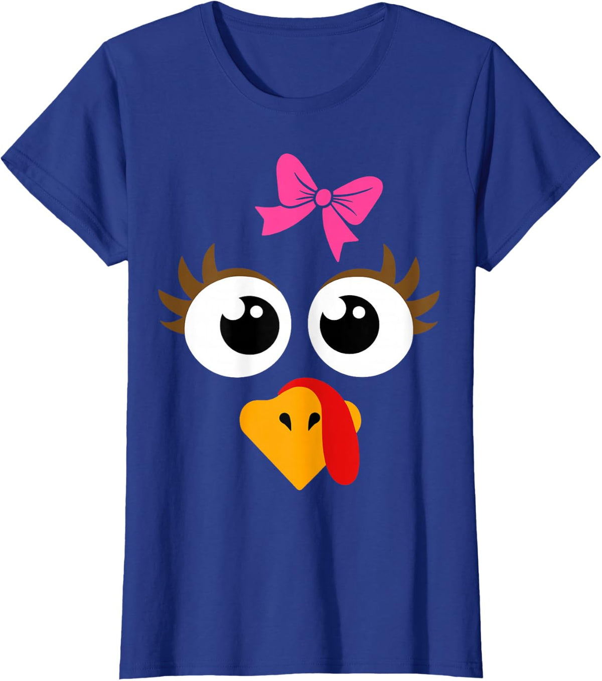 Cute Thanksgiving Turkey Face Shirt Women Girls Turkey Day T-Shirt - Royal Blue