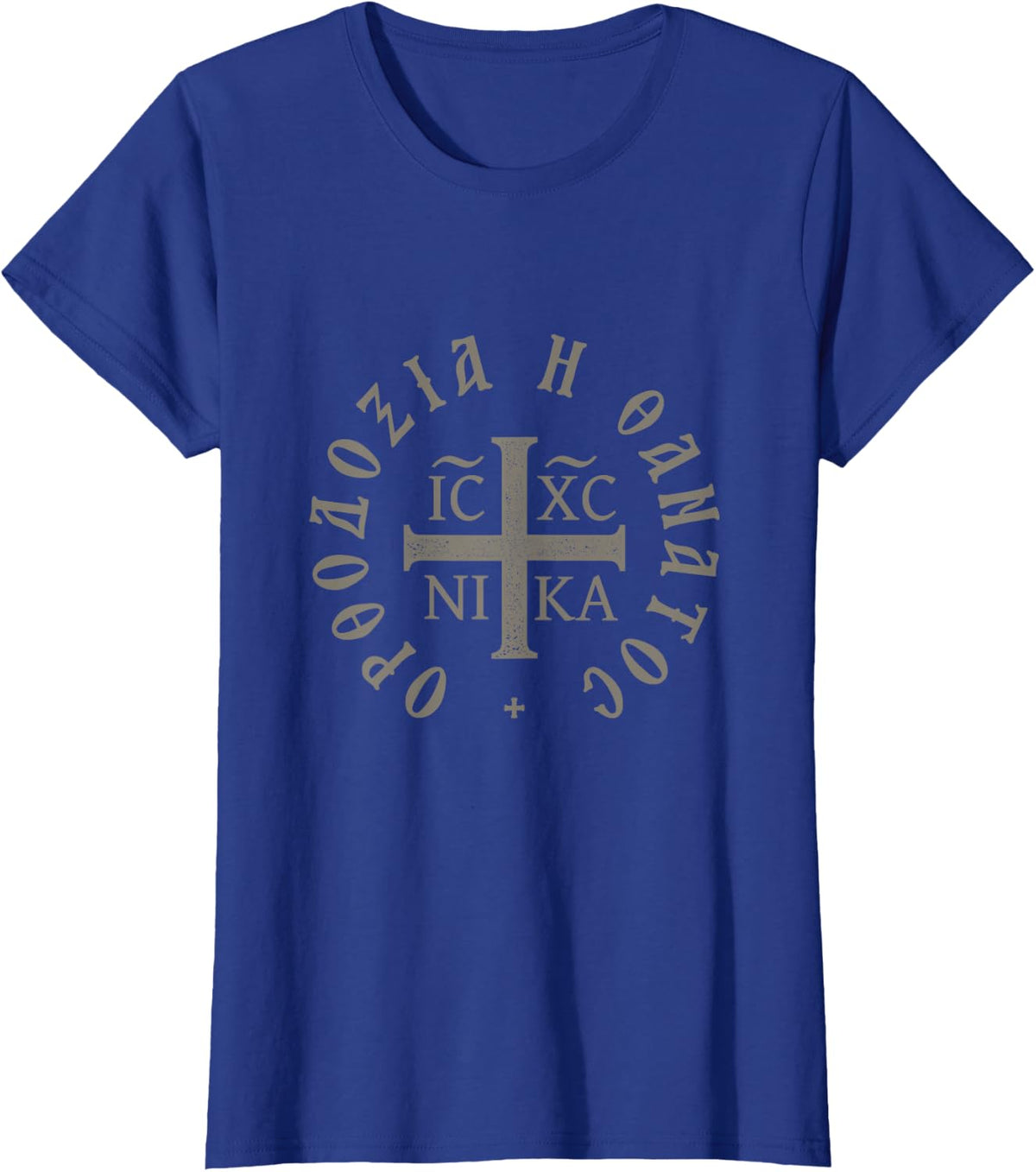 Orthodoxy Or Death Greek IC XC NIKA Christogram T-Shirt - Royal Blue