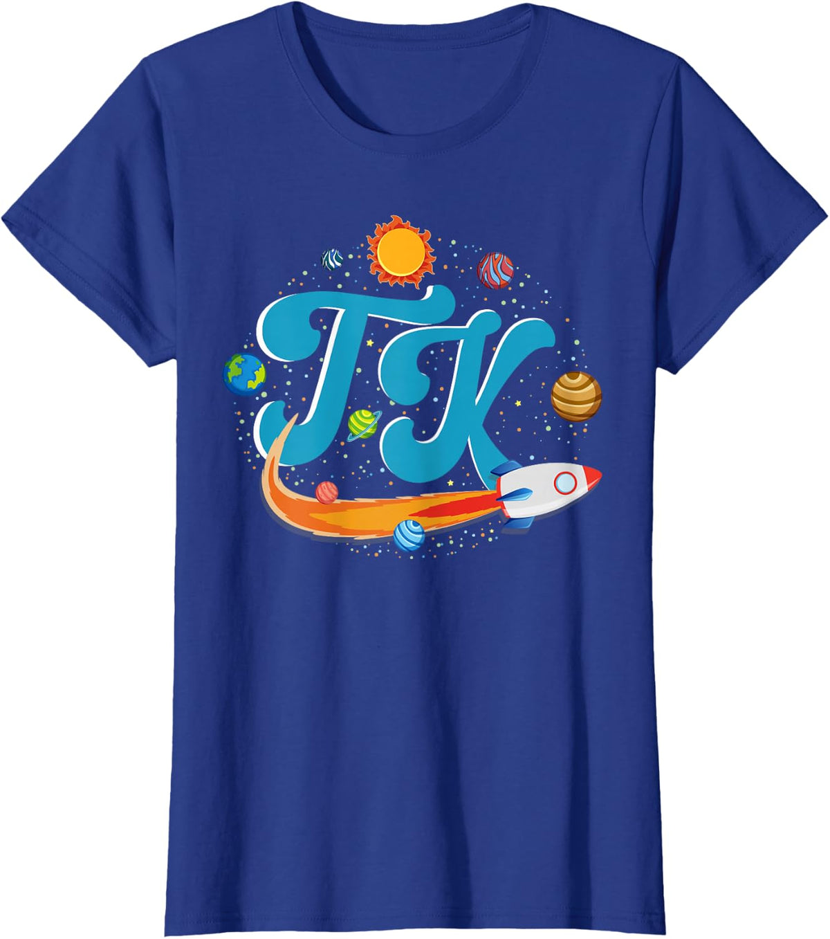 TK Teacher Outer Space Transitional Kindergarten System Sun T-Shirt - Royal Blue