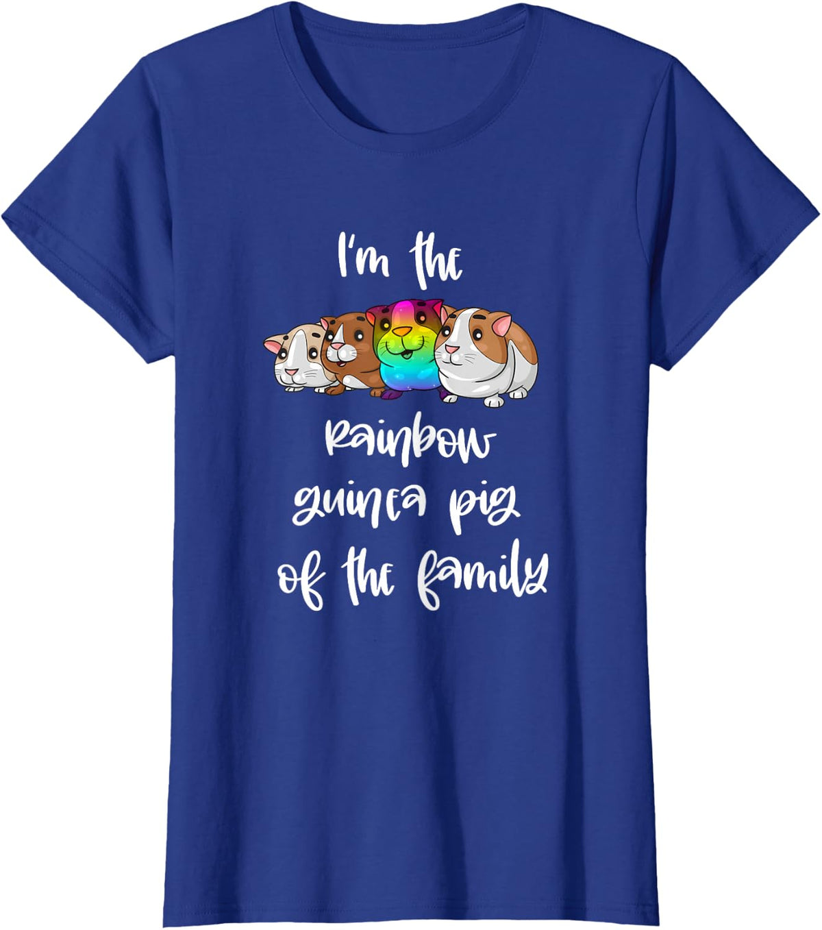 Rainbow Guinea Pig of The Family LGBTQ Colorful Piggy T-Shirt - Royal Blue