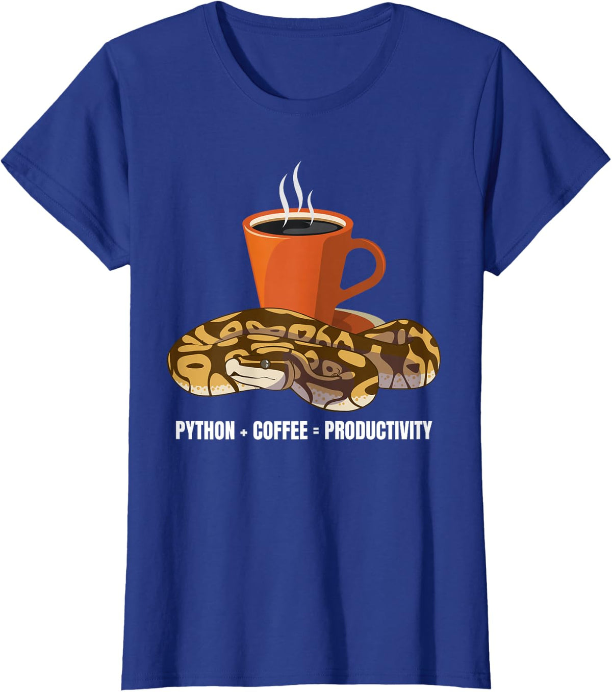 Python + Coffee = Productivity Herpetology Snake T-Shirt - Royal Blue