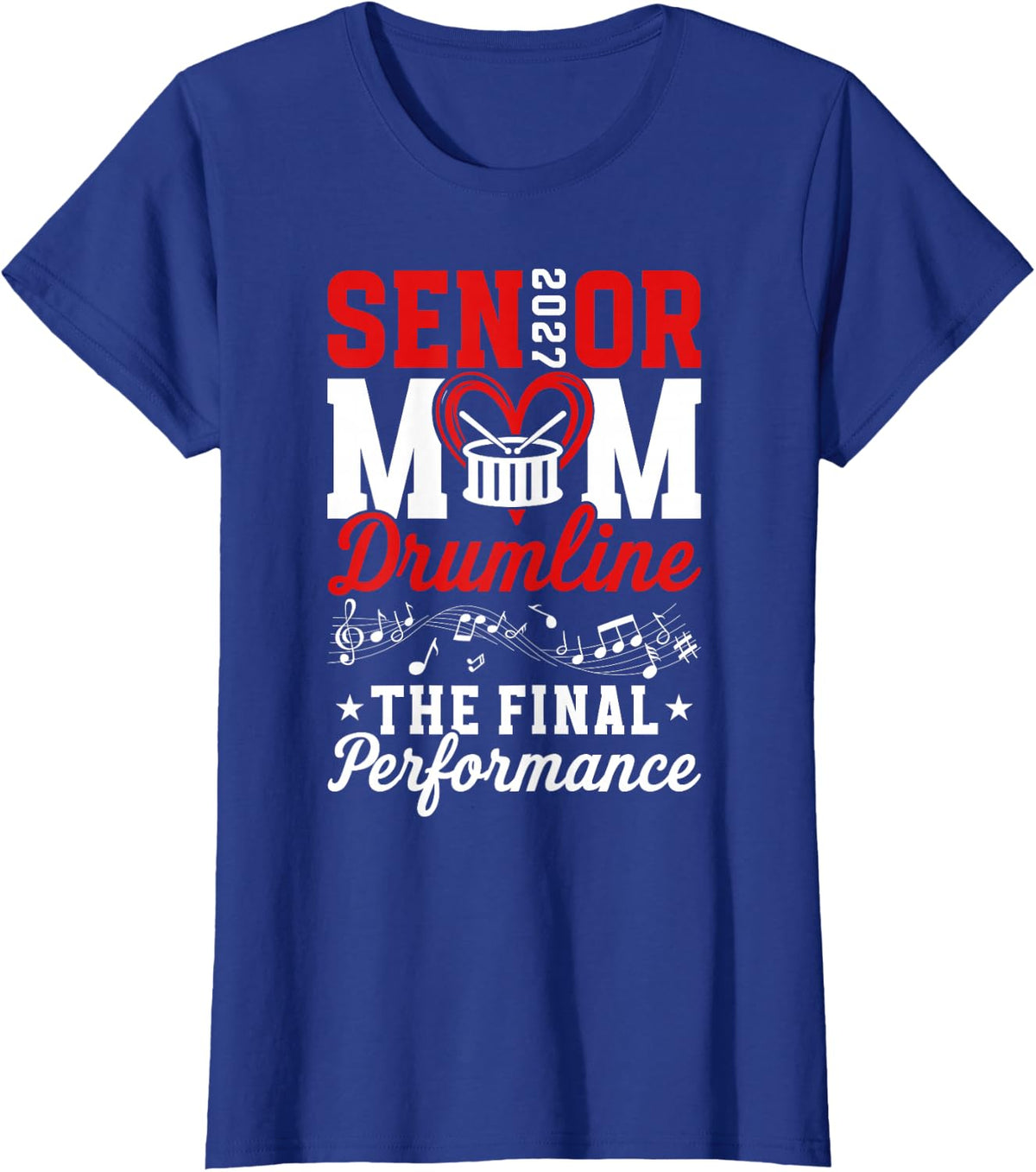 Proud Senior Drumline Mom 2027 Senior Marching Band Mama T-Shirt - Royal Blue