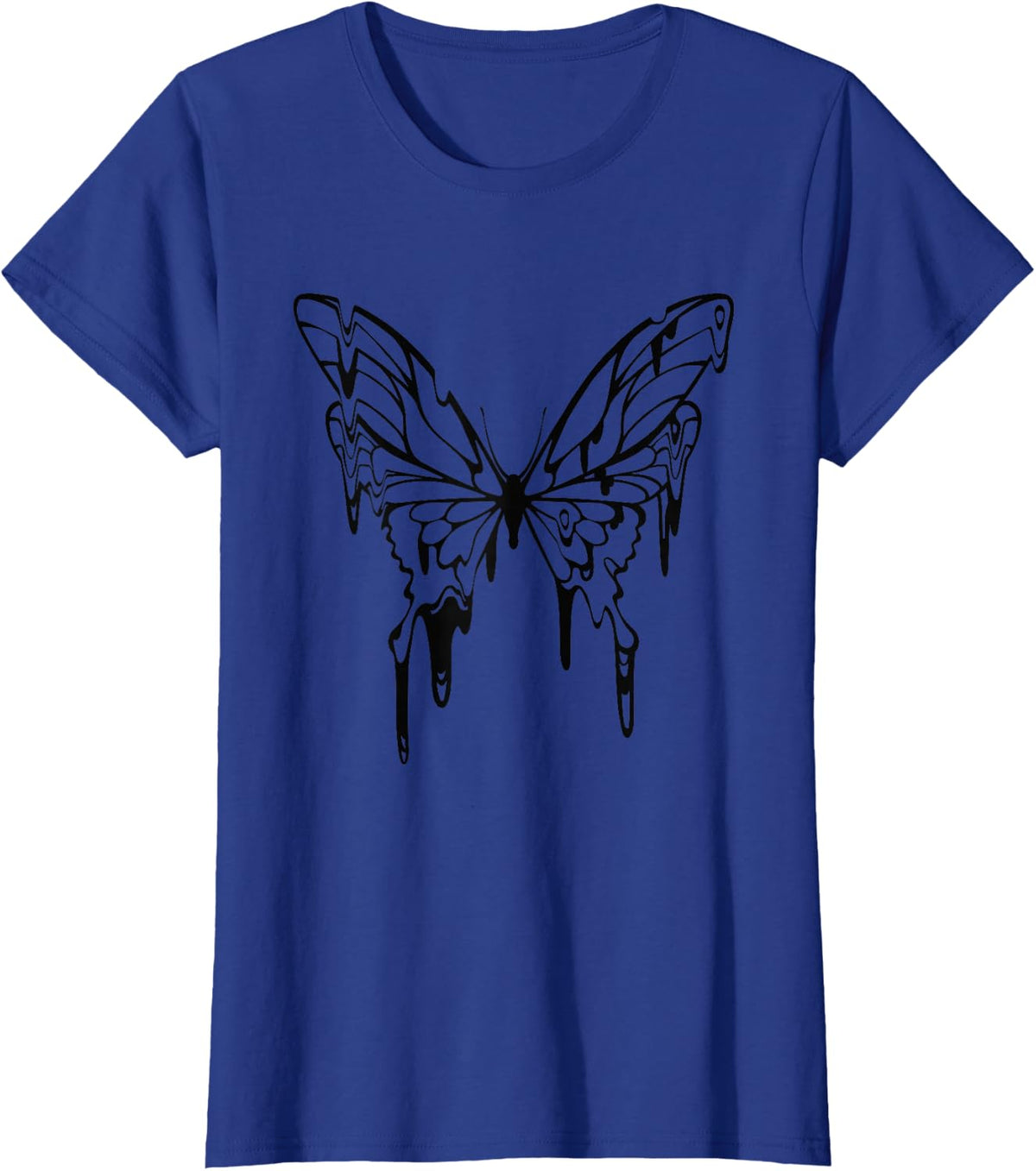 Fairy Grunge Fairycore Goth Tattoo Style Melting Butterfly T-Shirt - Royal Blue