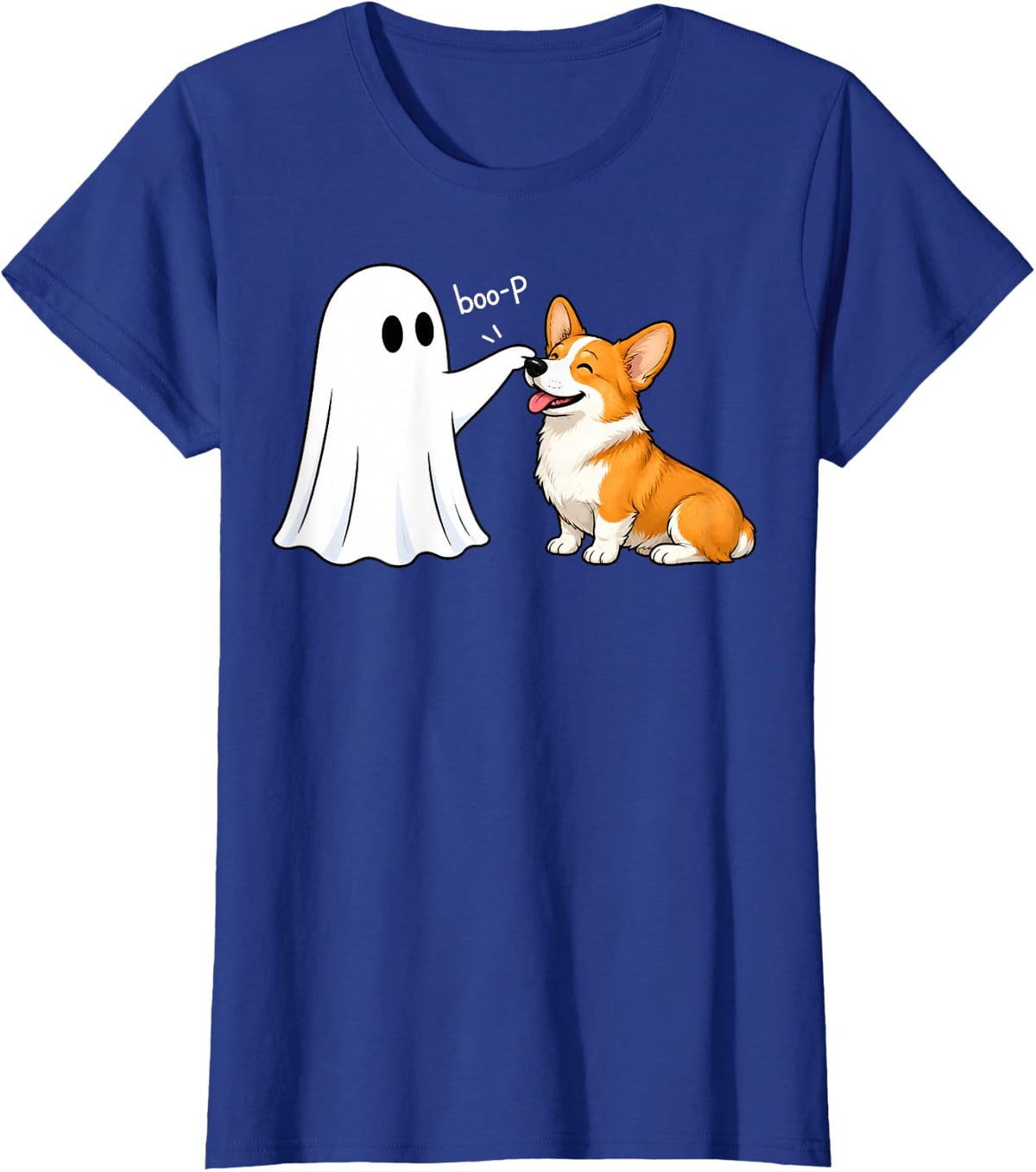 Pembroke Welsh Corgi Boo P Ghost Halloween Funny Dog Lover T-Shirt - Royal Blue