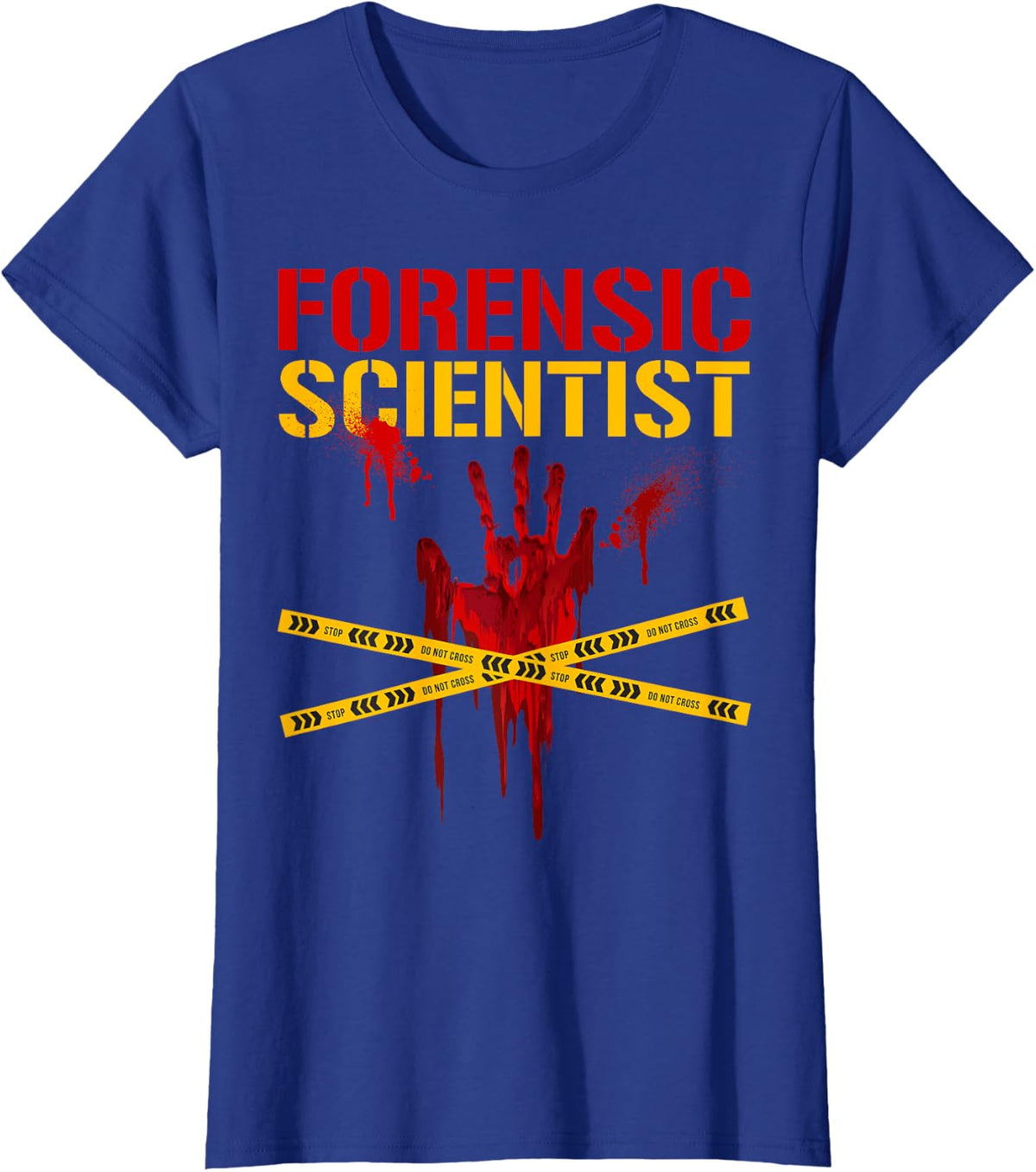 Crime Scene Tape Bleeding Hand Forensic Scientist Novelty T-Shirt - Royal Blue