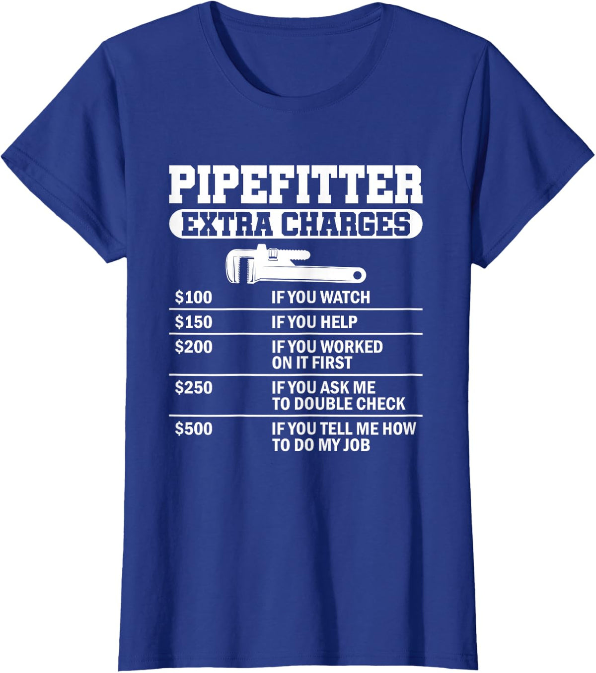 Pipefitter Extra Charges Funny Steamfitter Pipe Fitter T-Shirt - Royal Blue