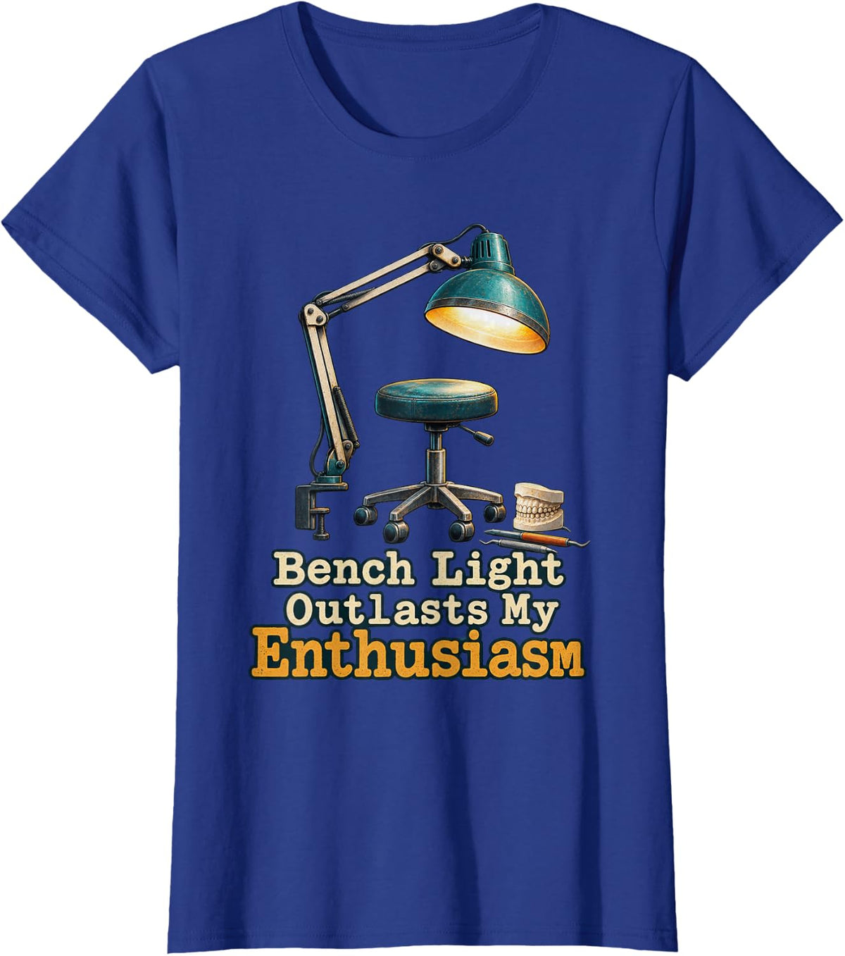 Light Outlasts My Enthusiasm Dental Lab Tech T-Shirt - Royal Blue