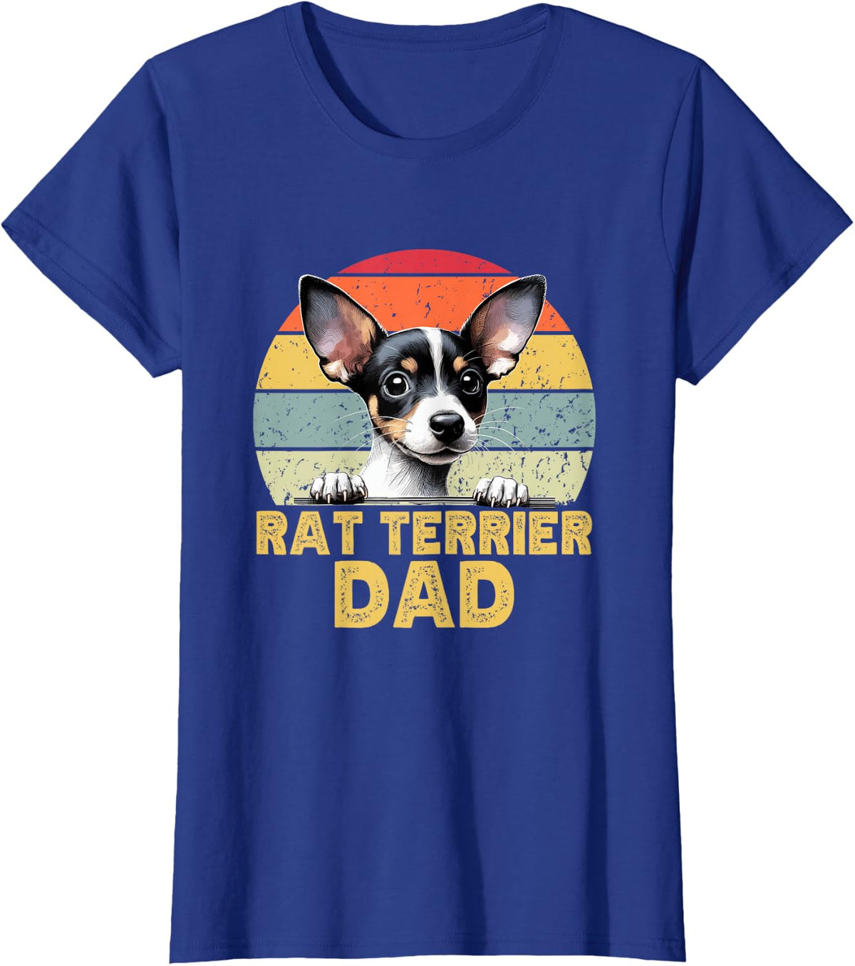 I'm Not Just a Dog Dad, I'm a Rat Terrier Dad Retro Vintage Dogs Owner and Lover Funny Black Men's Small Straight Sleeve