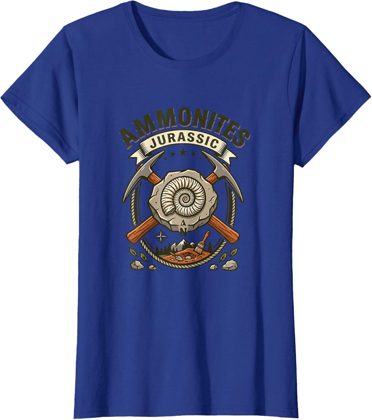 Ammonites Jurassic Paleontology Fossil Field Exploration T-Shirt - Royal Blue