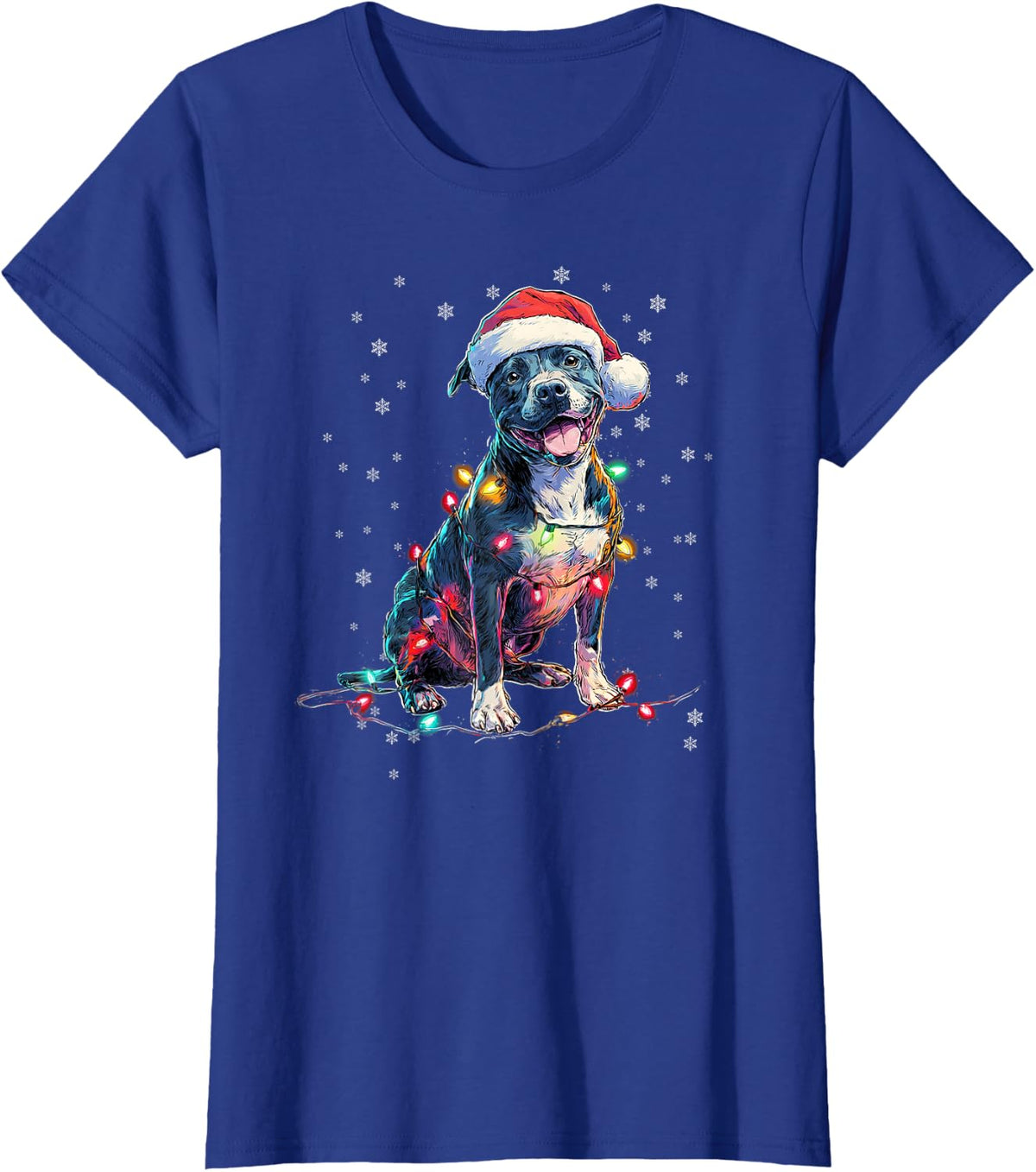 Christmas Dog Pitbull Santa Xmas Women Men Kids T-Shirt - Royal Blue