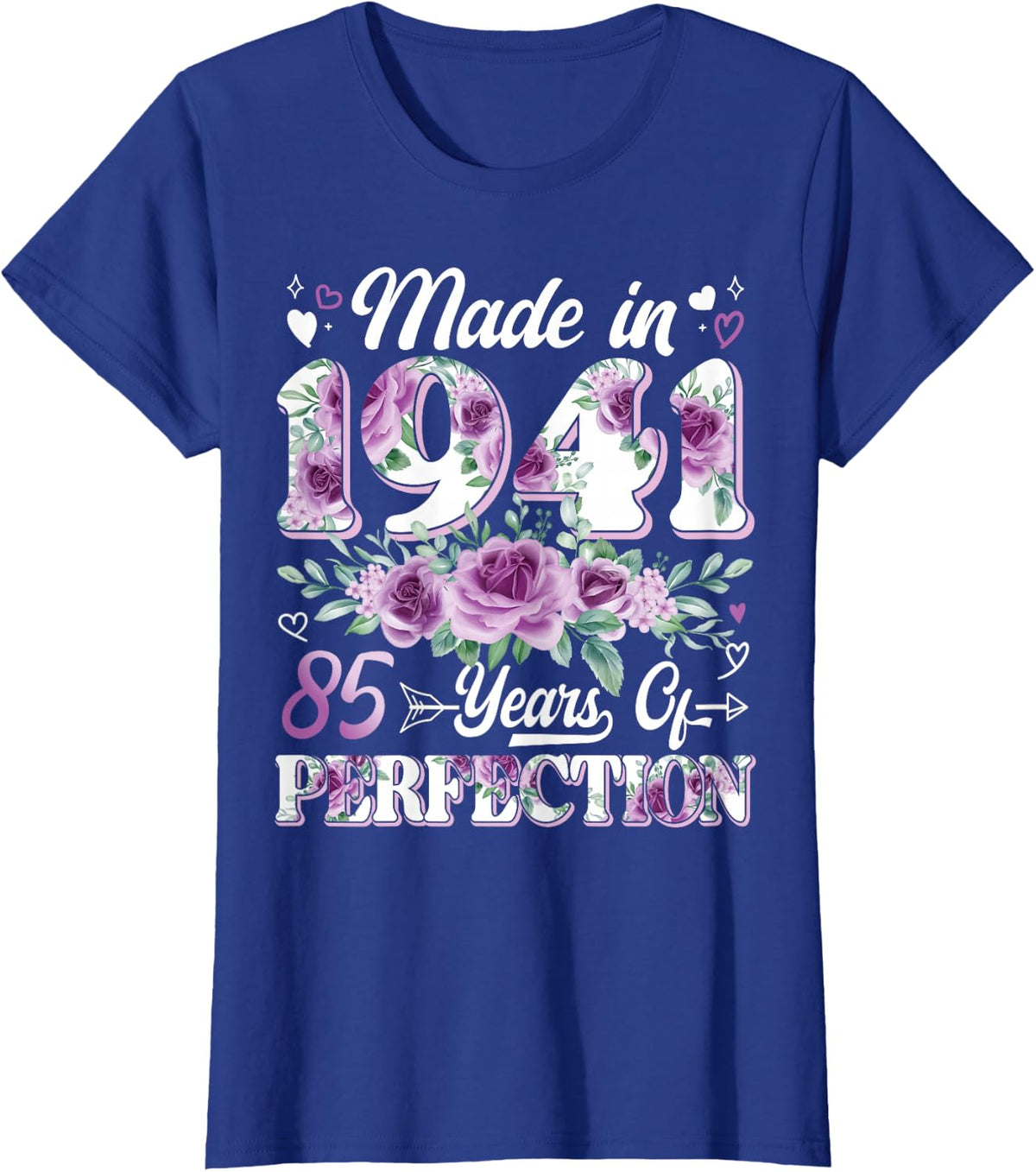 85 Year Old Made in 1941 Floral 85th Birthday Women T-Shirt - Royal Blue