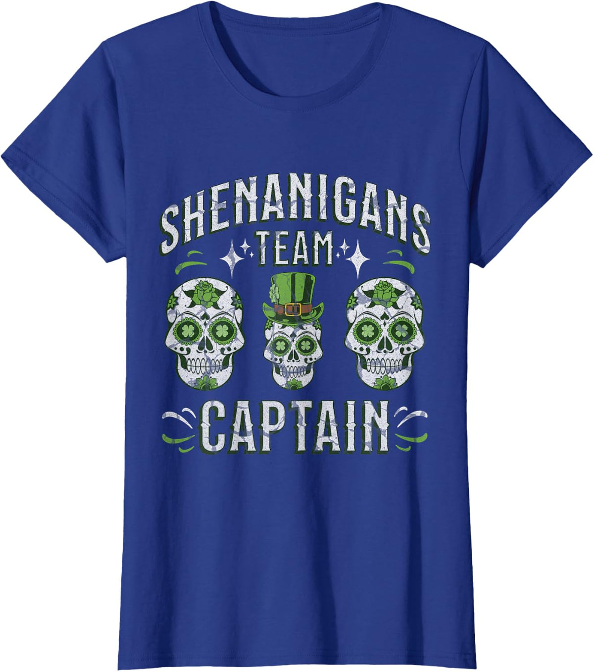 Funny St Patricks Day Shenanigans Team Captain Skeletons T-Shirt - Royal Blue