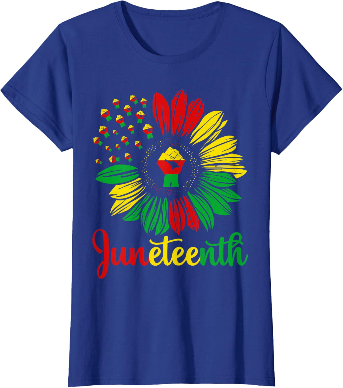 Juneteenth Accentors Sunflower African American Black Pride T-Shirt - Royal Blue
