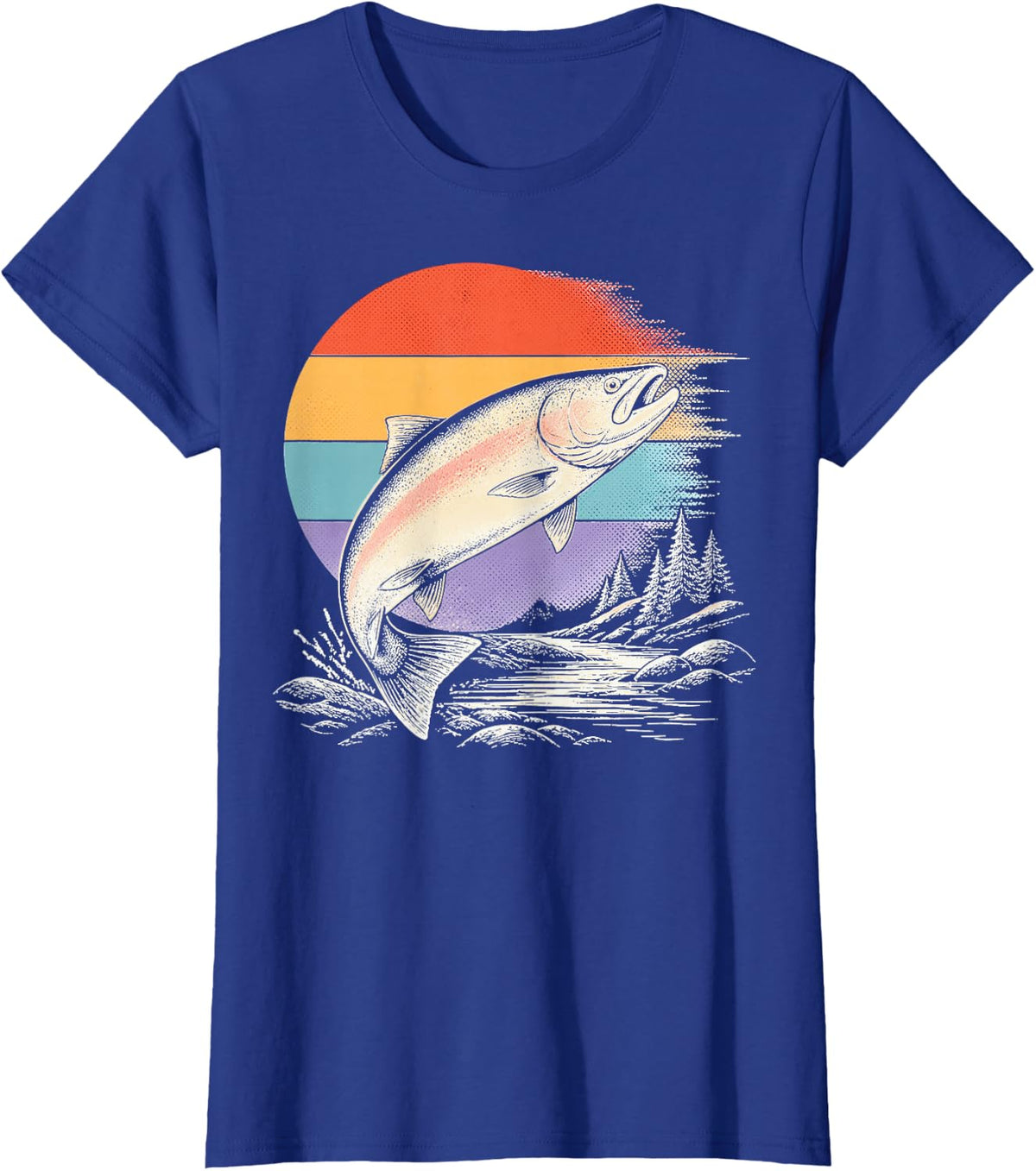 Vintage Steelhead Angler River Fisherman T-Shirt - Royal Blue