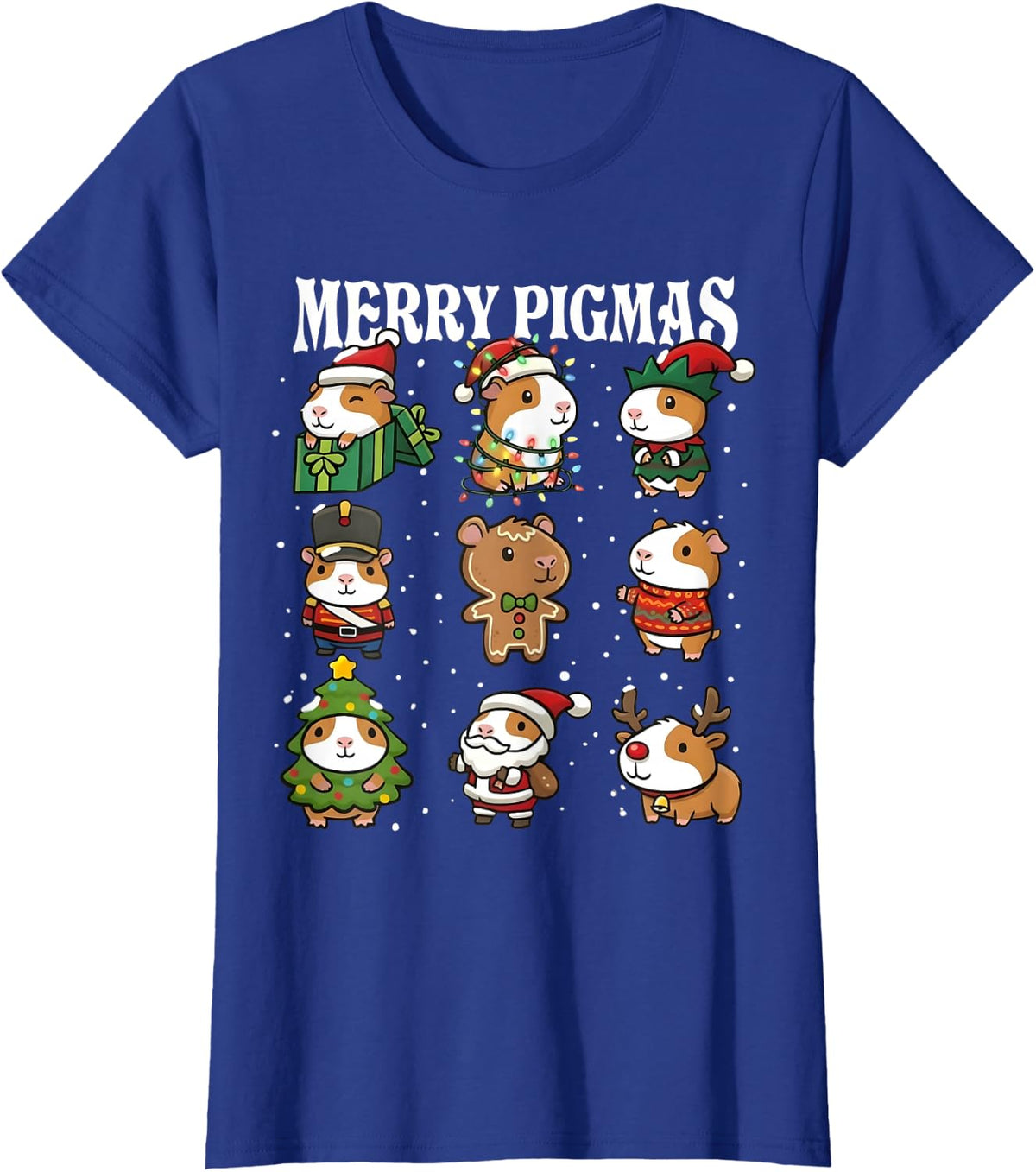 Christmas Guinea Pig Xmas Santa Guinea Pig Pajama Kids Girls T-Shirt - Royal Blue