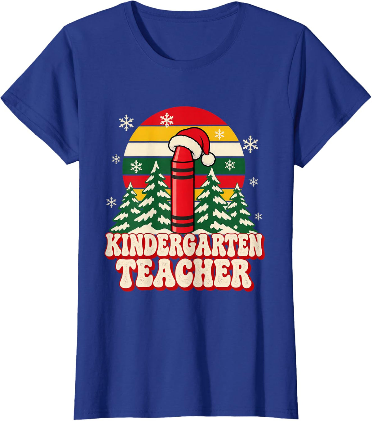 Christmas Kindergarten Teacher Holiday Checklist T-Shirt - Royal Blue