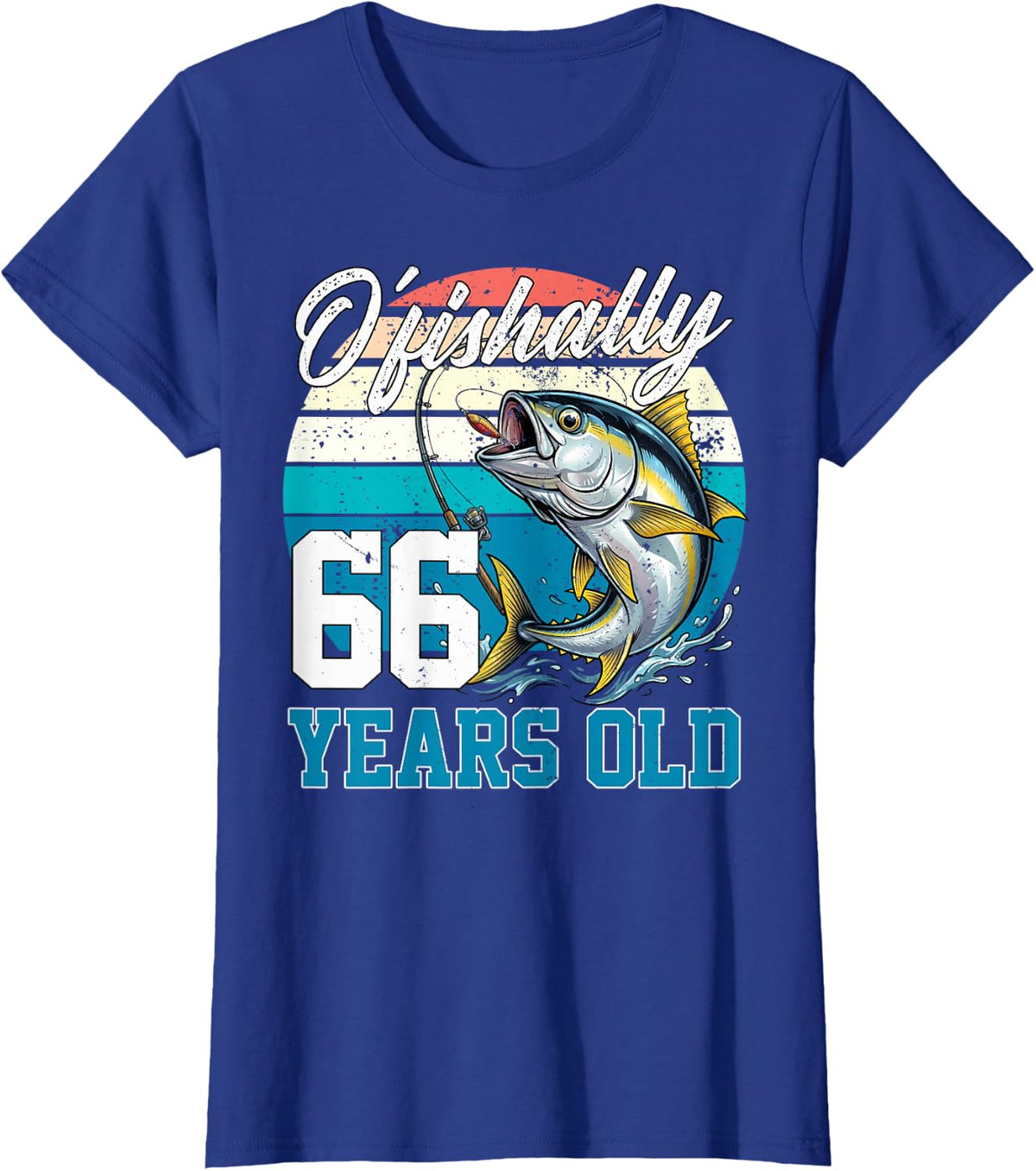 Ofishally 66 Years Old Fisherman 66th Birthday Tuna Fishing T-Shirt - Royal Blue