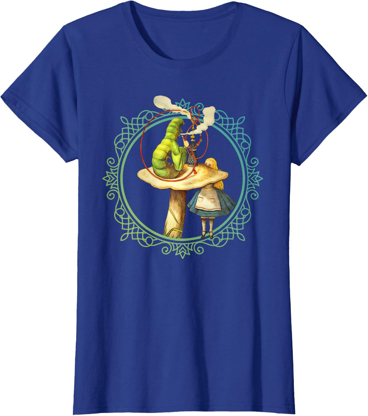 Alice and the Smoking Caterpillar - T Shirt Design T-Shirt - Royal Blue