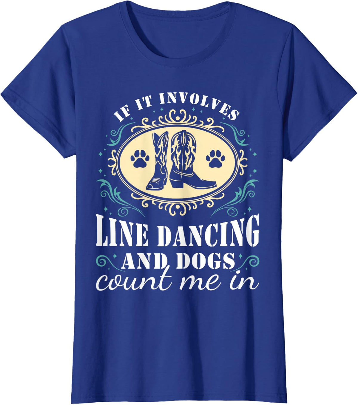 Line Dancing & Dogs Line Dance T-Shirt - Royal Blue