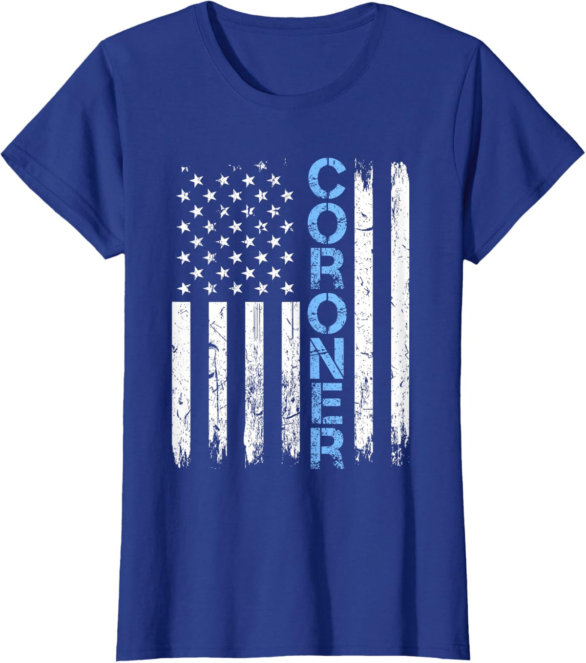 Coroner USA Flag Medical Examiner Thin Blue Line Crime Scene T-Shirt - Royal Blue