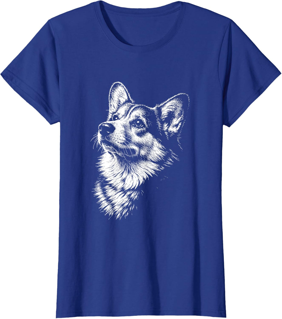 Pembroke Welsh Corgi Portrait Black and White Dog Lover T-Shirt - Royal Blue