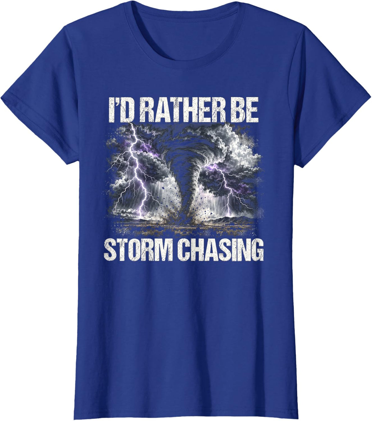 I'd Rather Be Storm Chasing Purple Thunderstorm T-Shirt - Royal Blue