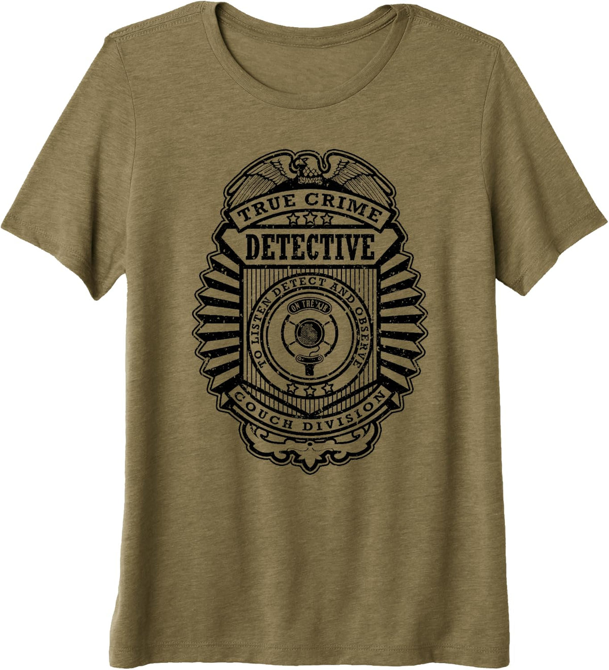 True Crime Detective Couch Division Funny Police Badge Premium Tri-blend T-Shirt - Olive Green