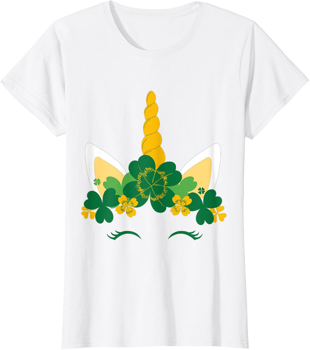 Kids St Patricks Day Unicorn Face Shamrock Pattys Toddler T-Shirt - White