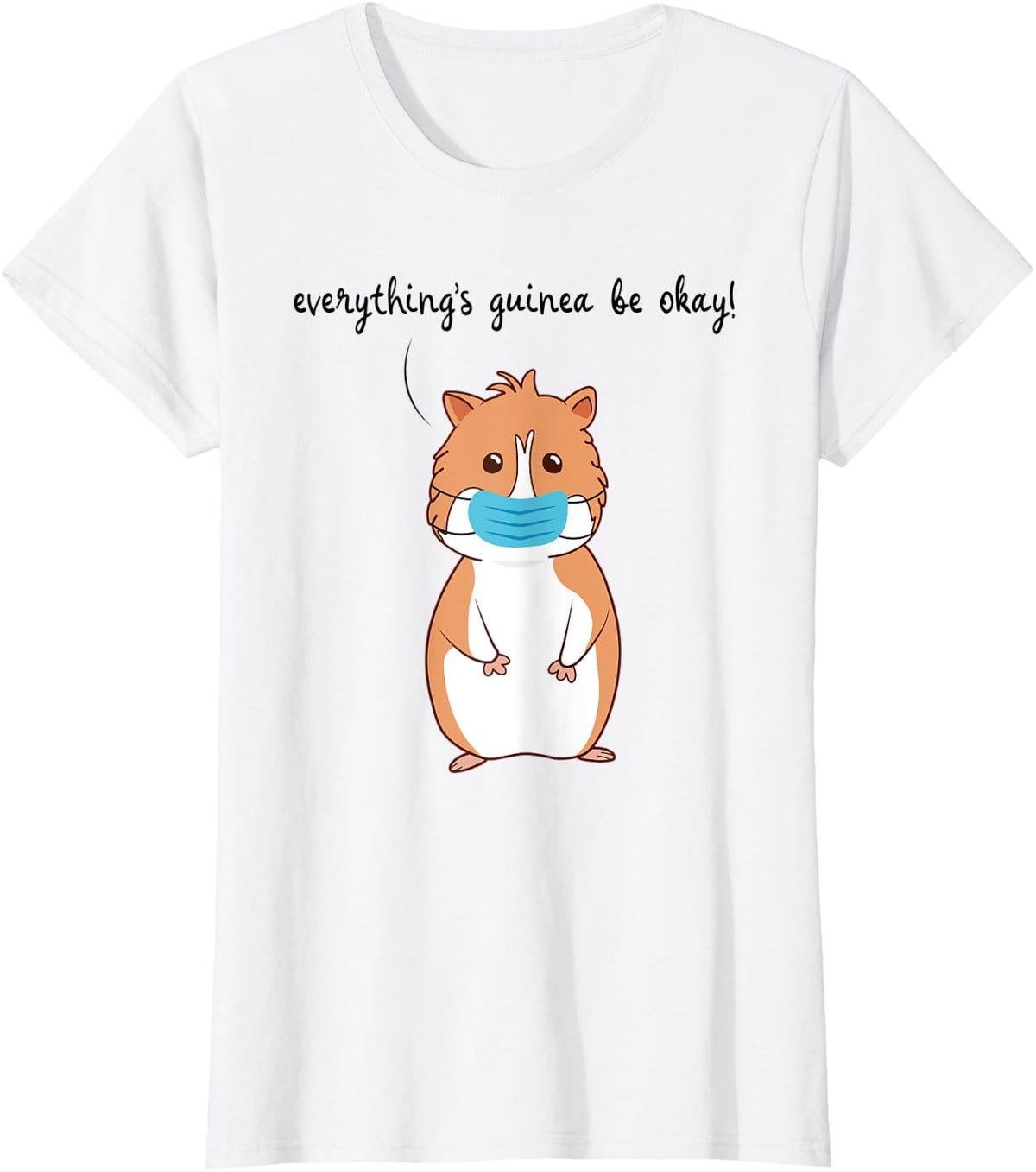 Cute Guinea Pig Wearing Mask T-Shirt - White