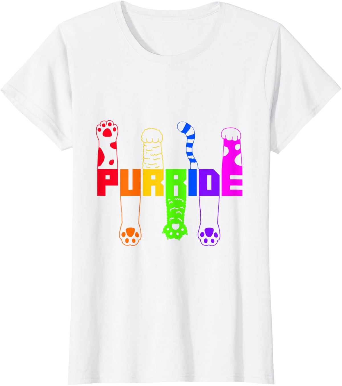 Cute Cat Gay Pride Month Rainbow Flag LGBT T-Shirt for Men Women - White