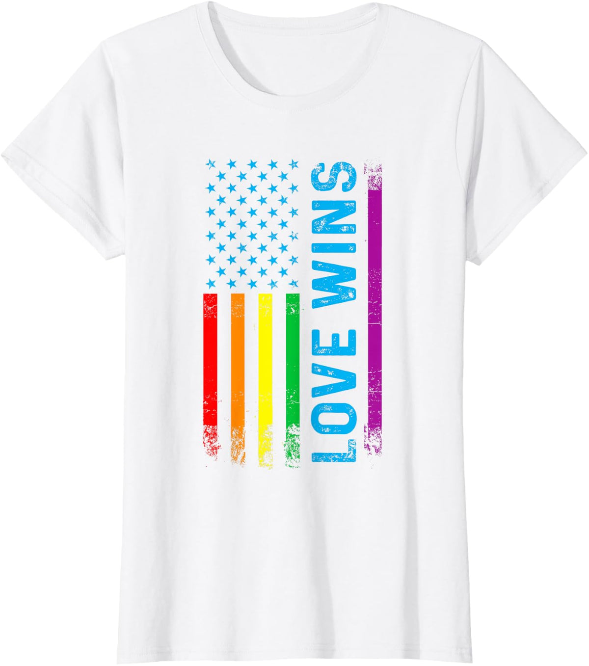 Love Wins LGBT LGBTQ Gay Pride Rainbow Flag T-Shirt - White
