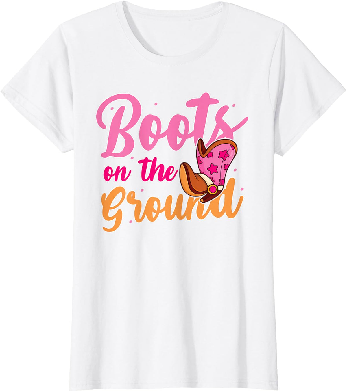 Boots on The Ground. Linedance T-Shirt - White