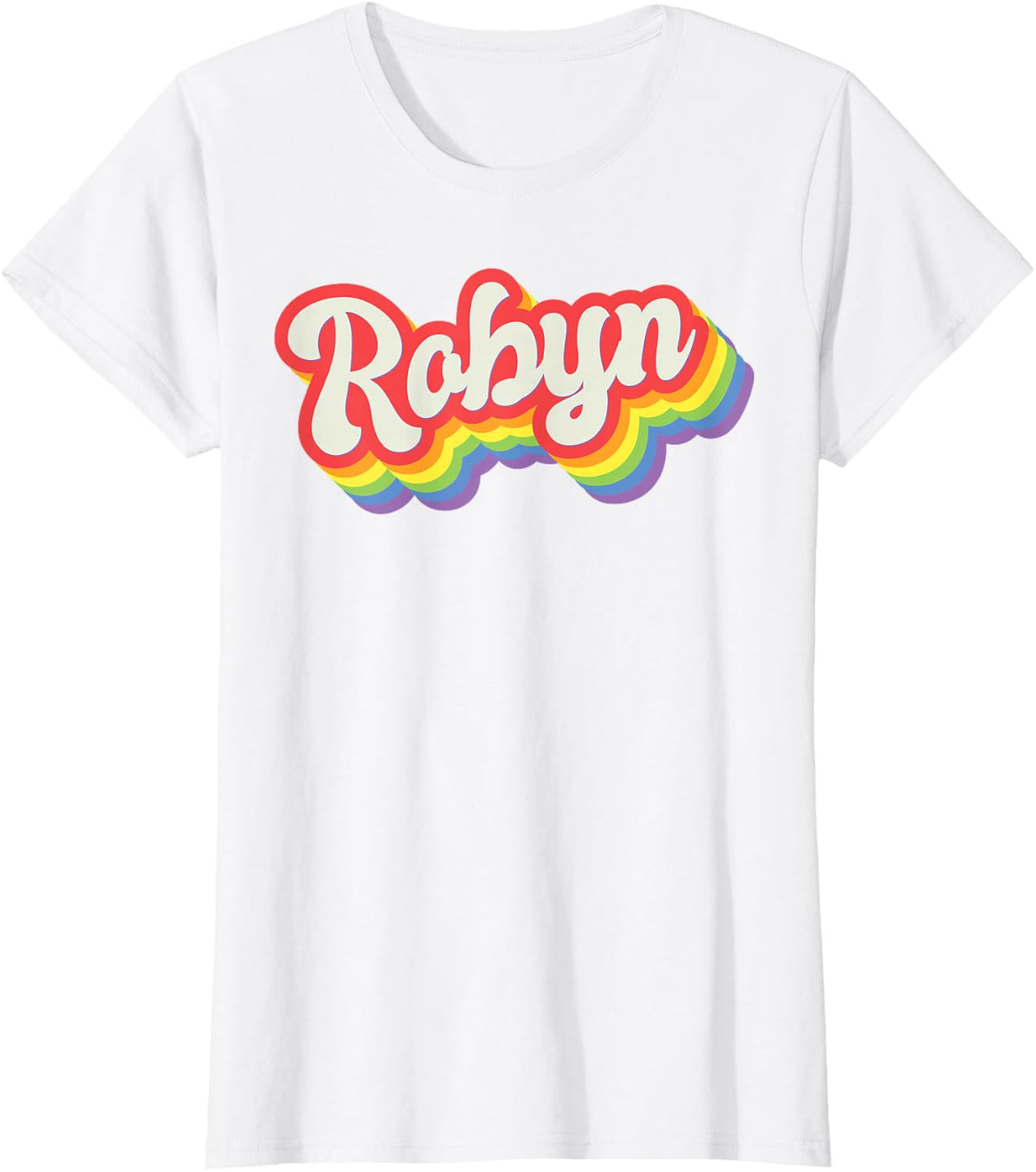 Robyn Pride Month LGBTQ Rainbow Flag Name Personalised T-Shirt - White