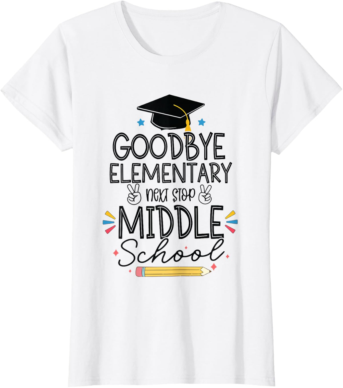 Groovy Goodbye Elementary Next Stop Middle School Graduation T-Shirt - White