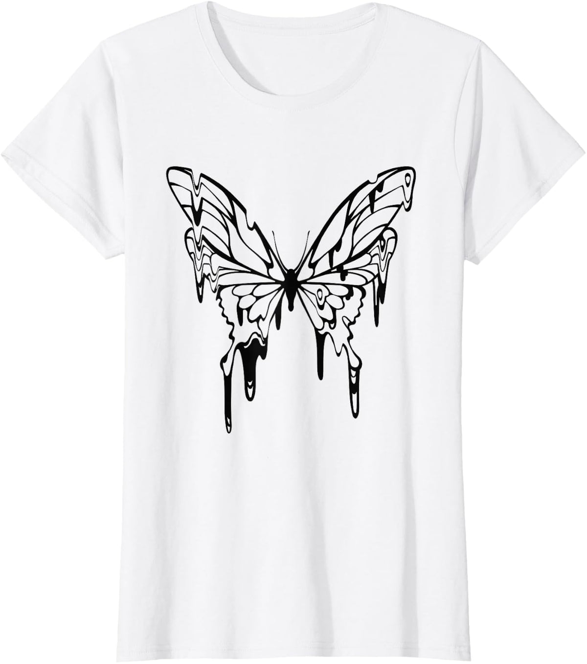 Fairy Grunge Fairycore Goth Tattoo Style Melting Butterfly T-Shirt - White