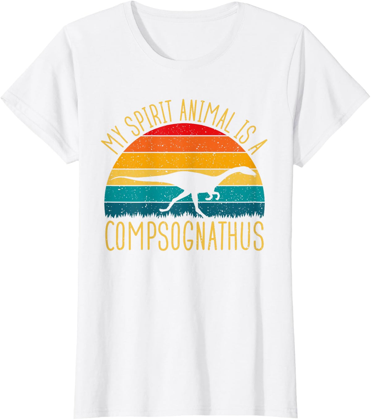 Compsognathus Is My Spirit Animal Dinosaur T-Shirt Tee for Lovers - White
