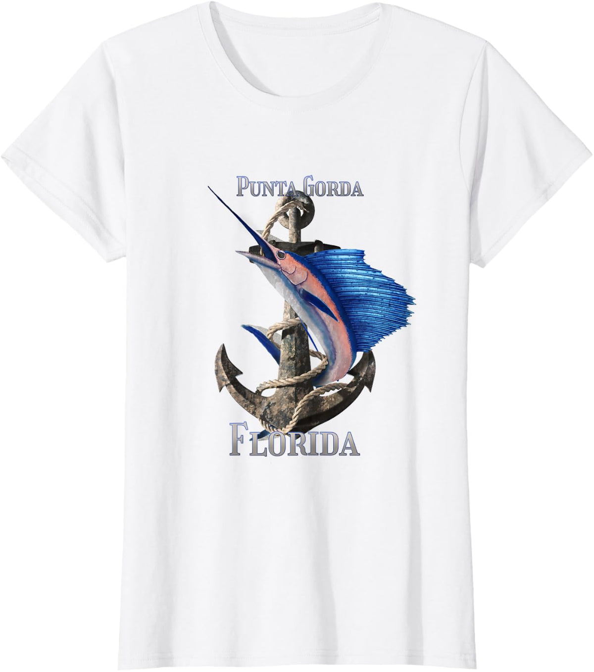 Punta Gorda Florida Swordfish Marlin Ocean Fishing T-Shirt - White