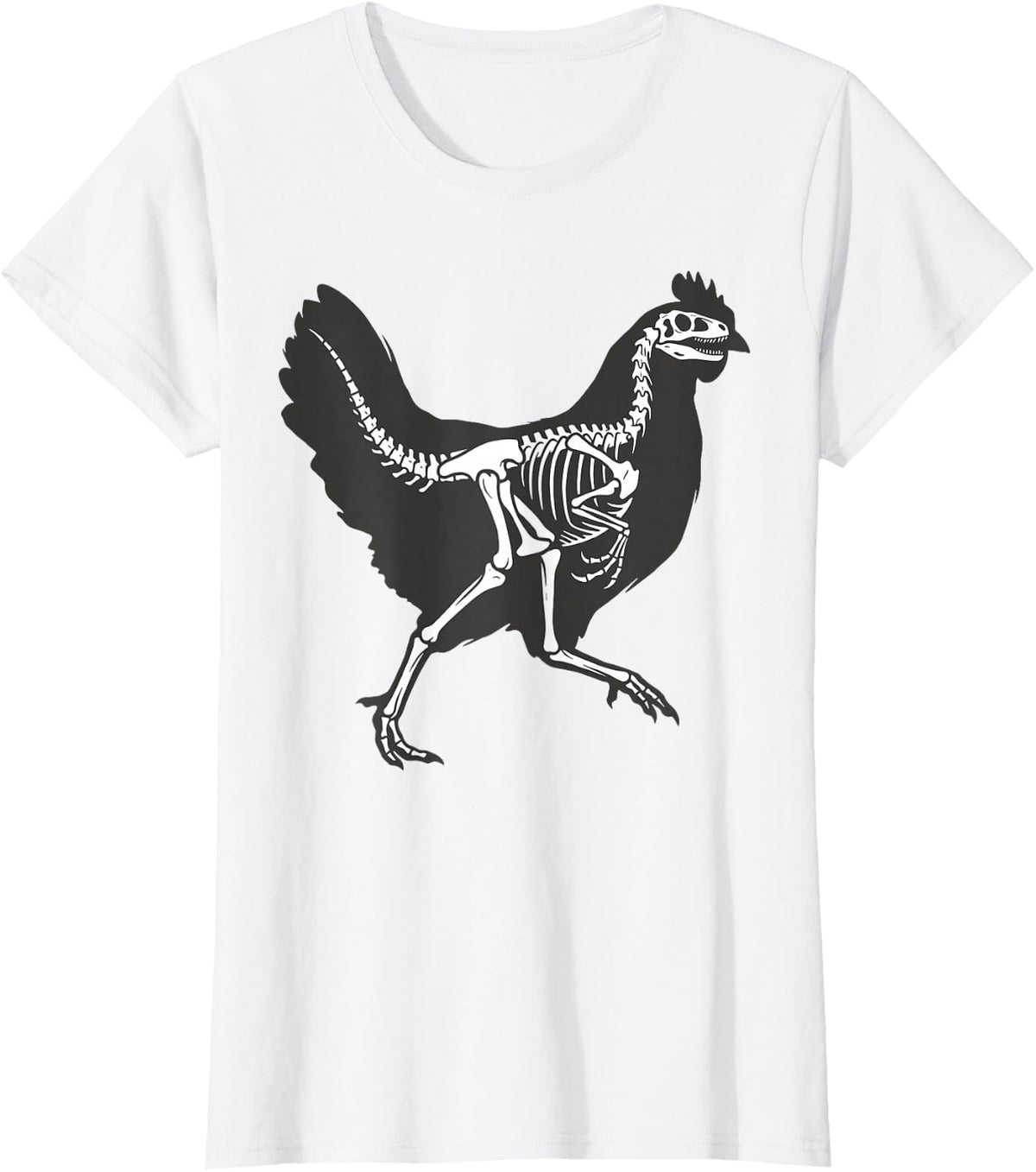 Retro Funny Chicken T-rex Skeleton Dinosaur Evolution T-Shirt - White