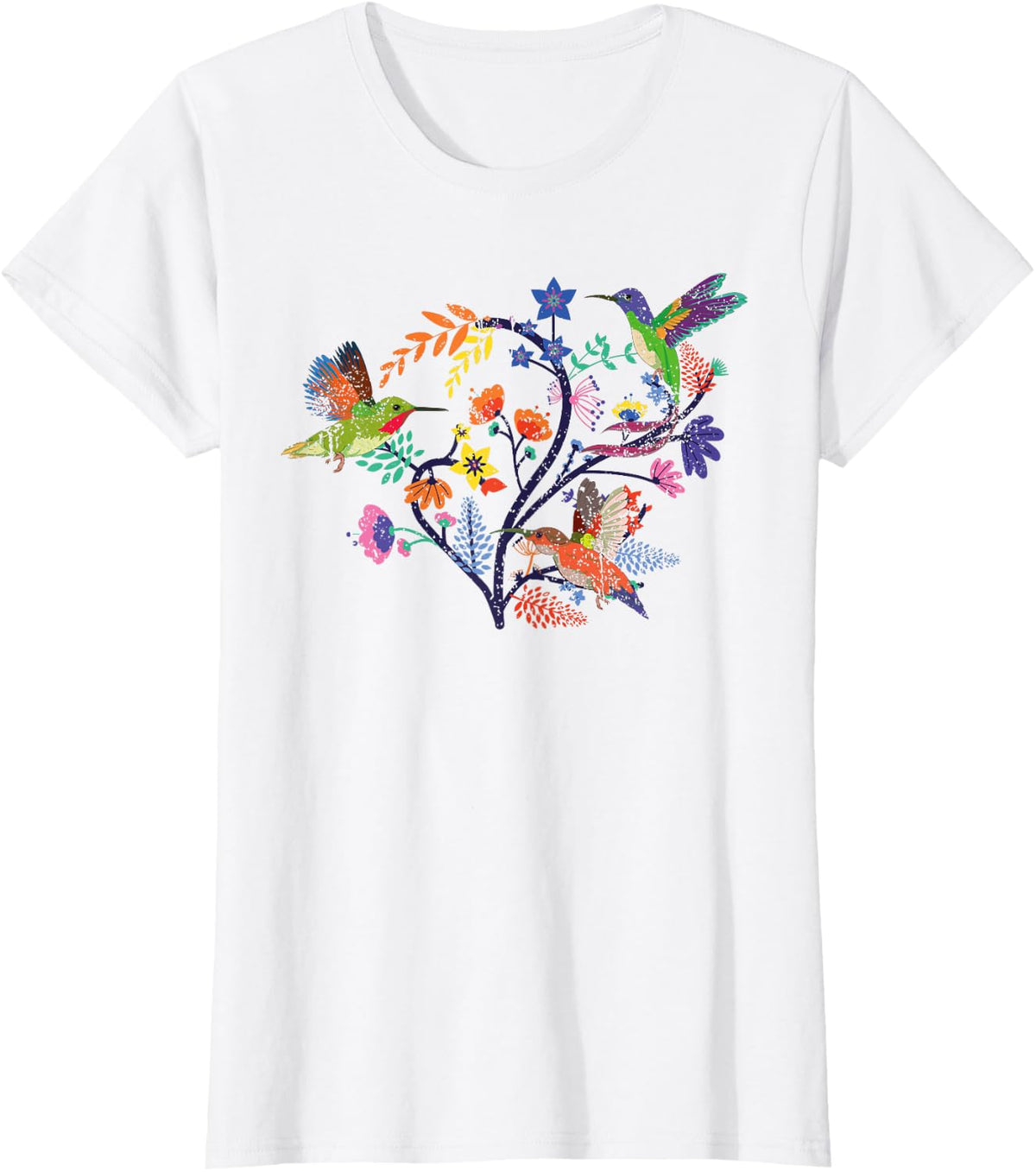Beautiful Hummingbird Lover Nature Flowers Hummingbird T-Shirt - White